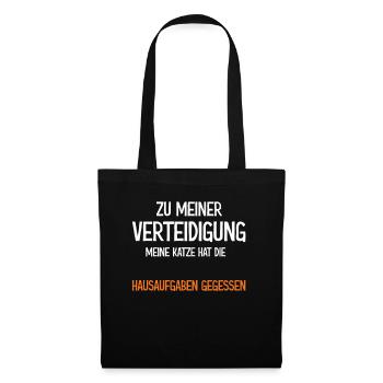 Zu meiner Verteidigung Katze hat Hausaufgaben - Stoffbeutel - Schwarz - Vorne