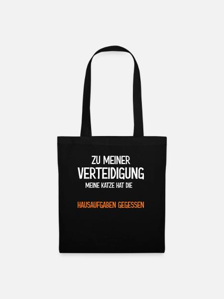 Zu meiner Verteidigung Katze hat Hausaufgaben - Stoffbeutel - Schwarz