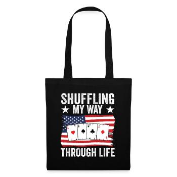Funny Pinochle Card Player USA Drapeau - Sac en tissu - noir - Devant