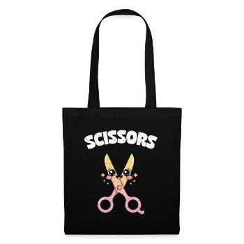 Scissors Stone Paper Group School Game Scissors Figurine - Tote Bag - black - Front