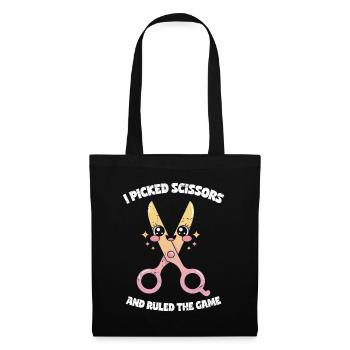 Picked Scissors Ruled Game - Scissors Stone Paper - Tote Bag - black - Front