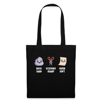Schere Stein Papier Kawaii Spielfiguren - Stoffbeutel - Schwarz - Vorne