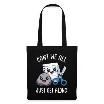 Scissors Stone Paper - Kawaii Figures School Game - Tote Bag - black - Front