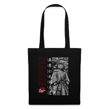 Samurai Katze Japan Kanji - Stoffbeutel - Schwarz - Vorne