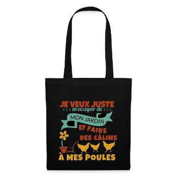 Mon Jardin et mes poules Cadeau - Sac en tissu - noir - Devant