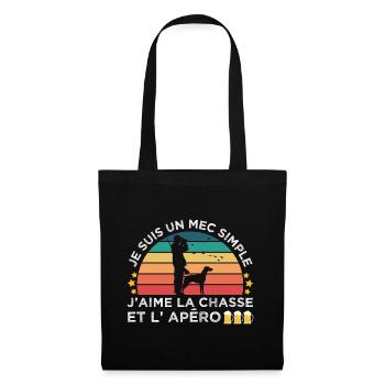 Chasse et apéro humour chasseur cadeau chasse cool - Sac en tissu - noir - Devant