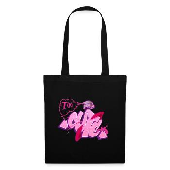 Graffiti 'Trop mignon | Trop mignon - Sac en tissu - noir - Devant