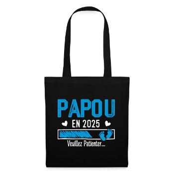 Papou en 2025 cadeau futur Papy - Sac en tissu - noir - Devant