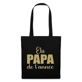 elu papa de l'annee | cadeau fête des pères - Sac en tissu - noir - Devant