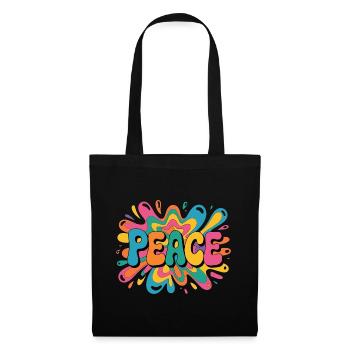 Peace 1960s psychedelic pop-art design - Stoffbeutel - Schwarz - Vorne