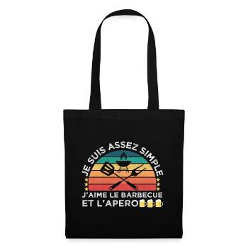 J' aime le barbecue et l' apéro humour bbq cadeau - Sac en tissu - noir - Devant