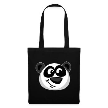 Lustiger Panda Pandabär - Stoffbeutel - Schwarz - Vorne