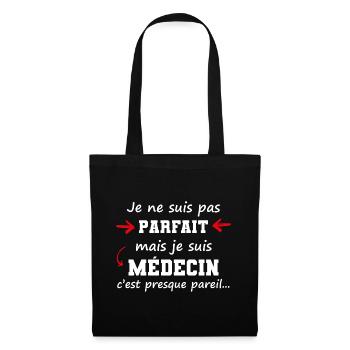 cadeau marrant médecin pas parfait - Sac en tissu - noir - Devant