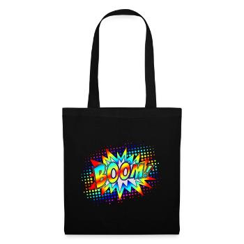 Comic Boom Explosion Sprechblase Superheld Retro - Stoffbeutel - Schwarz - Vorne
