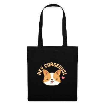 Mignon Corgi Hey Corgeous Funny Pun - Sac en tissu - noir - Devant