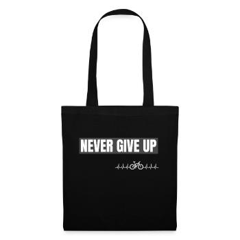 never give up, Fahrrad - Stoffbeutel - Schwarz - Vorne