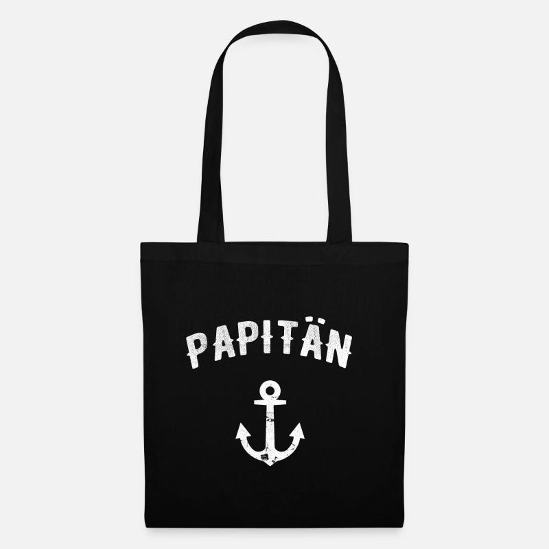 Papitän Vatertags Geschenk Idee Geburt - Stoffbeutel - Schwarz