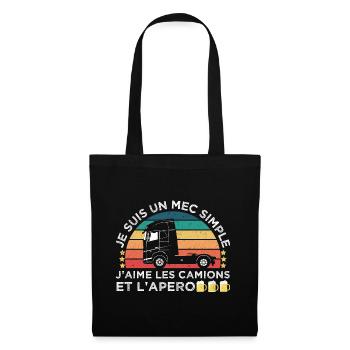 J' aime les camions et l' apéro humour routier - Sac en tissu - noir - Devant