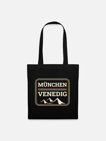 Alpenüberquerung München Venedig Fernwanderweg - Stoffbeutel - Schwarz