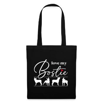 Liebe meinen Bostie Boston Terrier Silhouetten - Stoffbeutel - Schwarz - Vorne