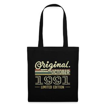 Né en Octobre 1991 Rétro Anniversaire Octobre 1991 - Sac en tissu - noir - Devant