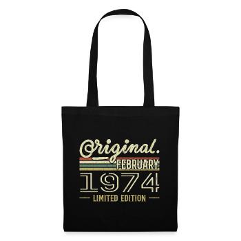 Cadeau Février 1974 - Anniversaire Février 1974 - Sac en tissu - noir - Devant