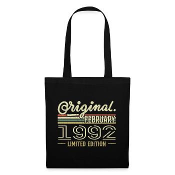 Cadeau Février 1992 - Anniversaire Février 1992 - Sac en tissu - noir - Devant