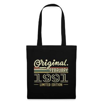 Cadeau Février 1991 - Anniversaire Février 1991 - Sac en tissu - noir - Devant