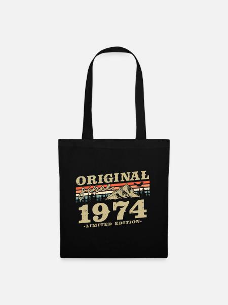 Vintage 1974 Original Jahrgang Geburtstag Geschenk - Stoffbeutel - Schwarz