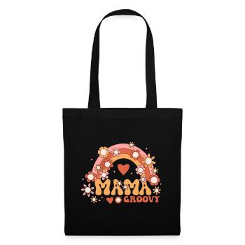Retro Groovy Mama Familie Geburtstag 60er 70er Jahre Hippie - Stoffbeutel - Schwarz - Vorne