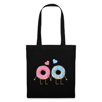Saint Valentin Couple Amour Saint Valentin Amour Donut - Sac en tissu - noir - Devant