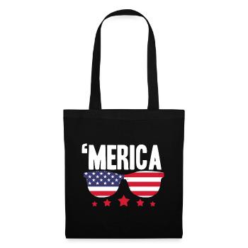 Amerika Sonnenbrille USA Merica 4. Juli - Stoffbeutel - Schwarz - Vorne