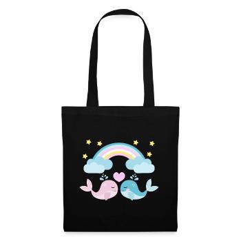 Two fish in love under the rainbow - Tote Bag - black - Front