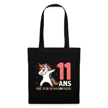 Licorne Dab Cadeau 11 Ème Anniversaire 11 Ans - Sac en tissu - noir - Devant