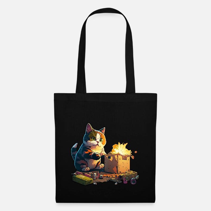 Pyromanische Katze - Stoffbeutel - Schwarz