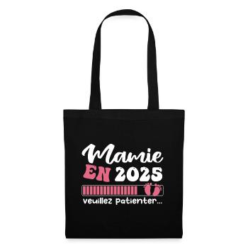 Mamie en 2025 | Cadeau future mamie 2025 Cadeau - Sac en tissu - noir - Devant