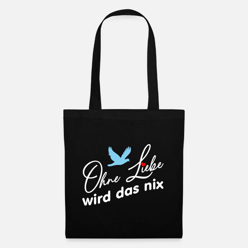 Ohne Liebe wird das nichts Friedenstaube und Herz - Stoffbeutel - Schwarz
