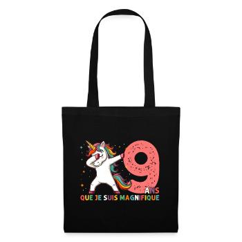 Licorne Dab Cadeau 9 Ème Anniversaire 9 Ans - Sac en tissu - noir - Devant