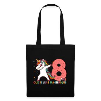 Licorne Dab Cadeau 8 Ème Anniversaire 8 Ans - Sac en tissu - noir - Devant