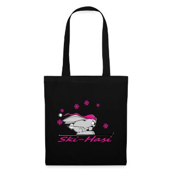 Ski Snow Mignon Lapin Ski Hiver Comique Drôle - Sac en tissu - noir - Devant