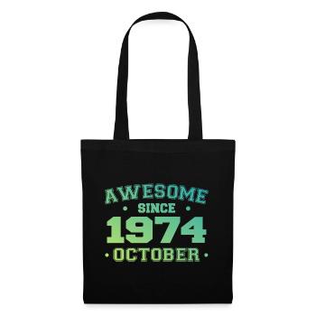 October 1974 - October 1974 Birthday Gift - Tote Bag - black - Front