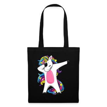 Dabbing Einhorn Regenbogen Mädchen Geschenk - Stoffbeutel - Schwarz - Vorne