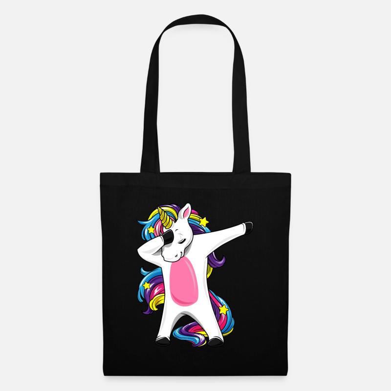 Dabbing Einhorn Regenbogen Mädchen Geschenk - Stoffbeutel - Schwarz