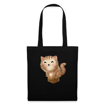 Kätzchen in der Box Katze Katzenliebhaber Geschenk - Stoffbeutel - Schwarz - Vorne