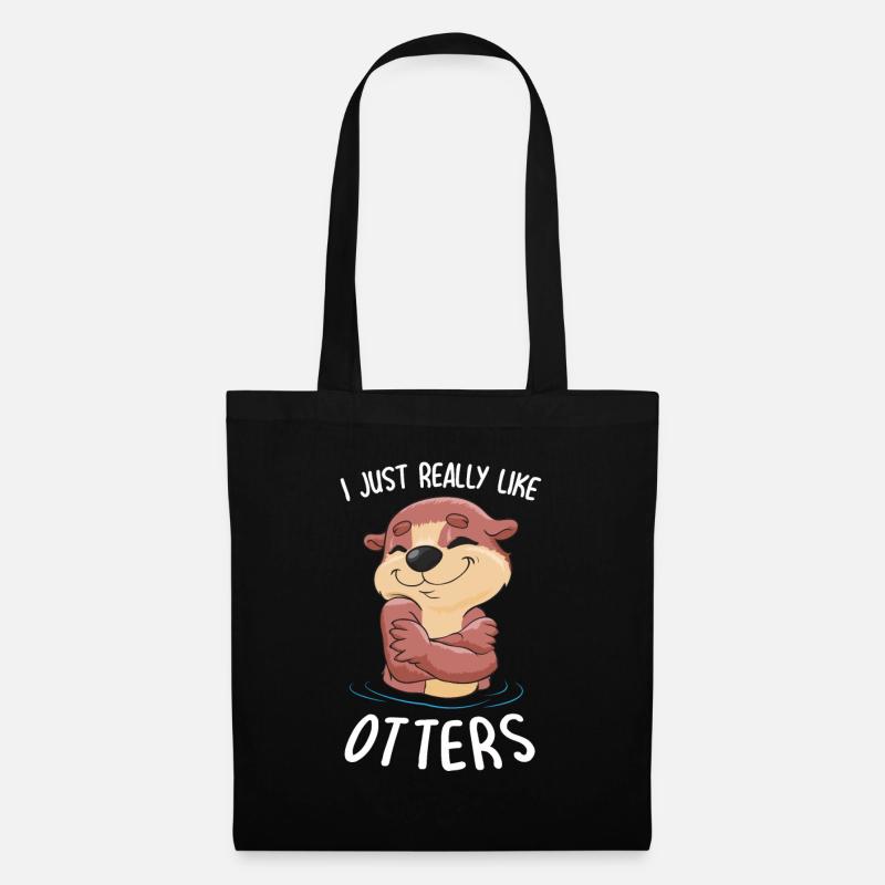 Ich mag Otter süßer Marder Otterliebhaber Geschenk - Stoffbeutel - Schwarz