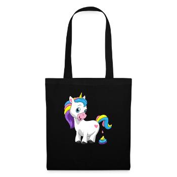 Einhorn Regenbogen Scheiße Einhornkacke Geschenk - Stoffbeutel - Schwarz - Vorne