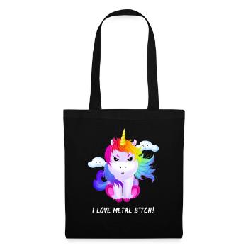 Einhorn i Love Metal Heavy Metal Metaller Geschenk - Stoffbeutel - Schwarz - Vorne