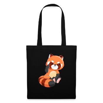 Panda rouge poing maléfique majeur panda ours cadeau - Sac en tissu - noir - Devant
