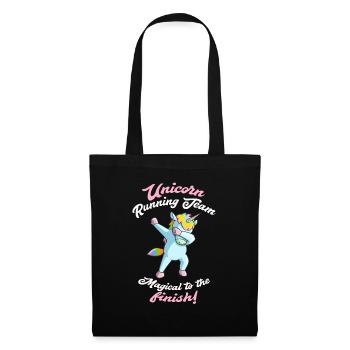 Laufgruppe Team joggen dabbing Einhorn Geschenk - Stoffbeutel - Schwarz - Vorne