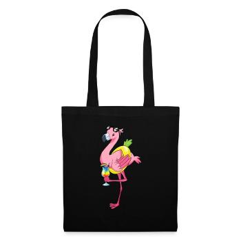 Sommer Urlaub Ananas cooles Flamingo Geschenk - Stoffbeutel - Schwarz - Vorne